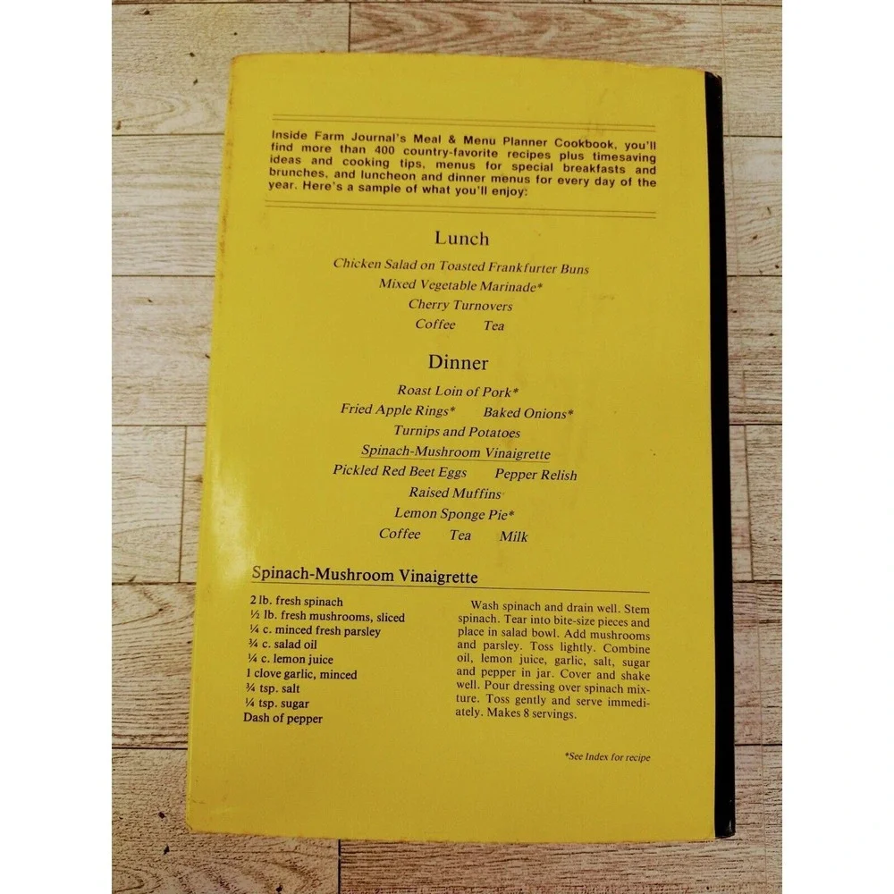 Farm Journal's Meal and Menu Planner Cookbook‎ 1980 Elise Manning Vintage HCDJ